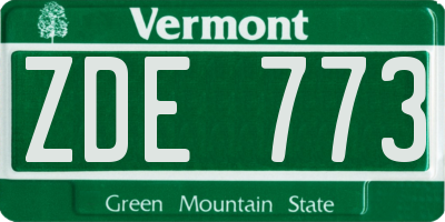 VT license plate ZDE773