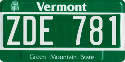 VT license plate ZDE781