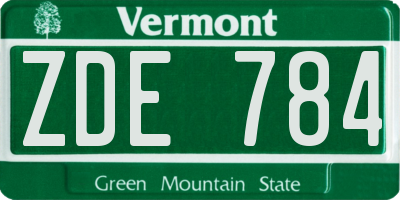 VT license plate ZDE784