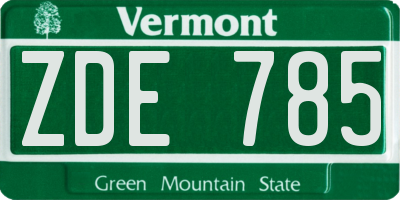 VT license plate ZDE785