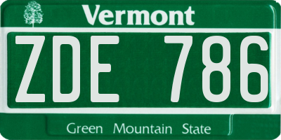 VT license plate ZDE786