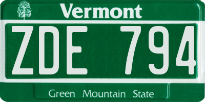 VT license plate ZDE794
