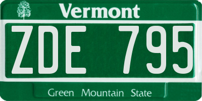 VT license plate ZDE795