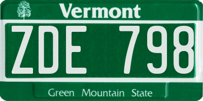 VT license plate ZDE798