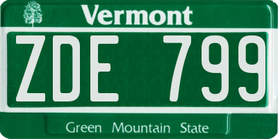 VT license plate ZDE799