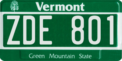 VT license plate ZDE801