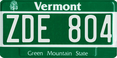 VT license plate ZDE804