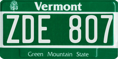 VT license plate ZDE807