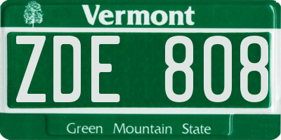 VT license plate ZDE808