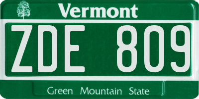VT license plate ZDE809