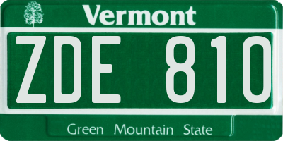 VT license plate ZDE810