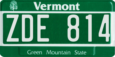 VT license plate ZDE814