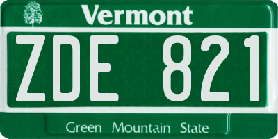 VT license plate ZDE821