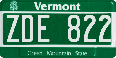 VT license plate ZDE822