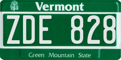 VT license plate ZDE828