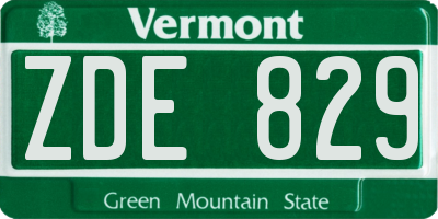 VT license plate ZDE829