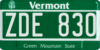 VT license plate ZDE830
