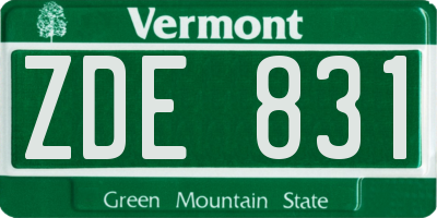 VT license plate ZDE831