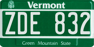 VT license plate ZDE832