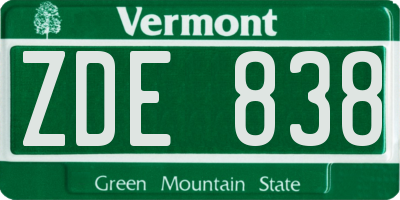 VT license plate ZDE838