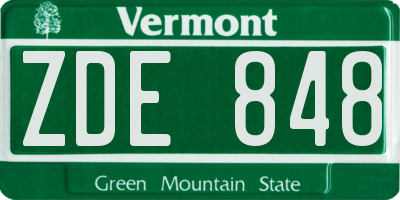 VT license plate ZDE848