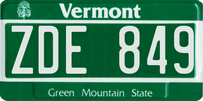VT license plate ZDE849