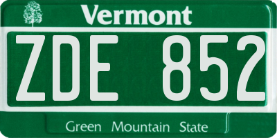 VT license plate ZDE852