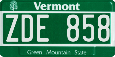 VT license plate ZDE858