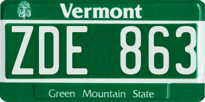 VT license plate ZDE863