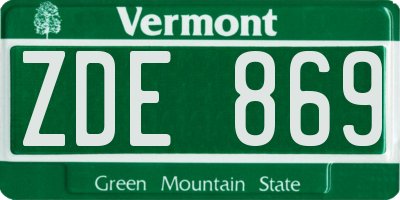 VT license plate ZDE869