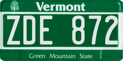 VT license plate ZDE872