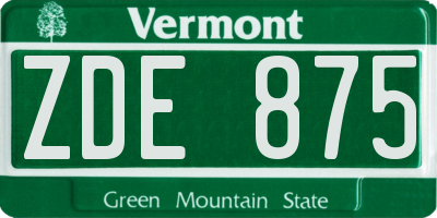 VT license plate ZDE875