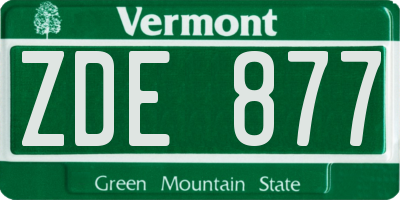 VT license plate ZDE877