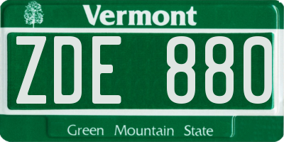 VT license plate ZDE880