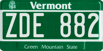 VT license plate ZDE882