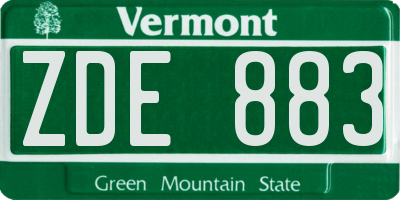VT license plate ZDE883