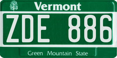 VT license plate ZDE886