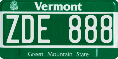 VT license plate ZDE888