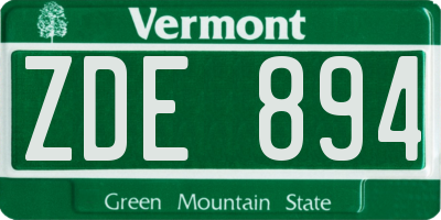VT license plate ZDE894