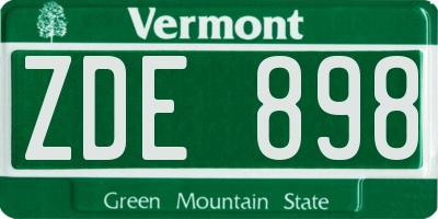 VT license plate ZDE898