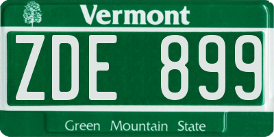 VT license plate ZDE899