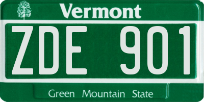 VT license plate ZDE901