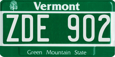 VT license plate ZDE902