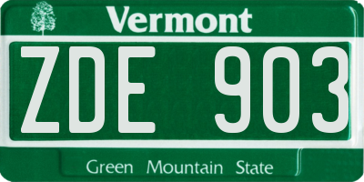 VT license plate ZDE903