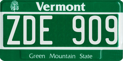 VT license plate ZDE909