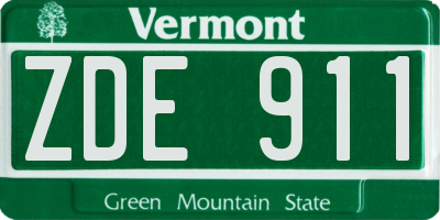 VT license plate ZDE911