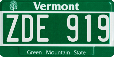 VT license plate ZDE919