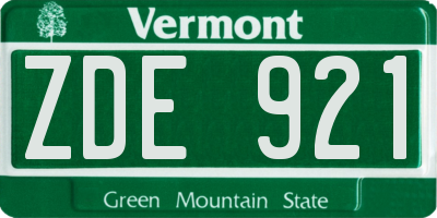 VT license plate ZDE921