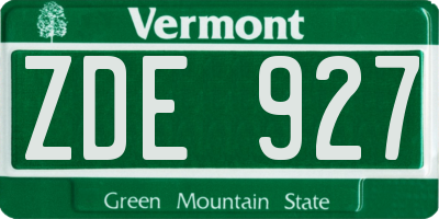 VT license plate ZDE927