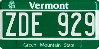 VT license plate ZDE929
